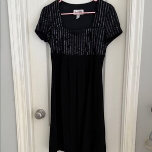 Joseph Ribkoff Black Mini Dress with Silver Accents